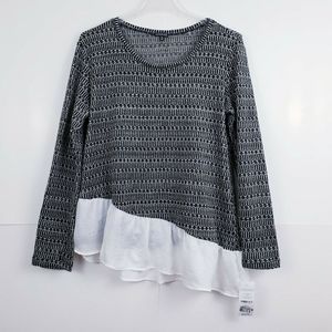 Hannah Asymmetrical Sweater Gray White Scoop Tunic